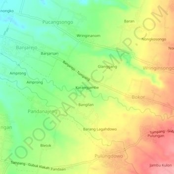 Karangjambe topographic map, elevation, terrain
