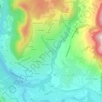 Le Bovet topographic map, elevation, terrain