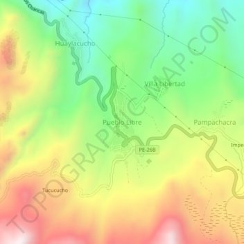 Pueblo Libre topographic map, elevation, terrain