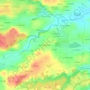 Le Breil Monbusson topographic map, elevation, terrain