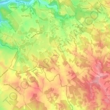 Dordé topographic map, elevation, terrain