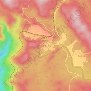 Castle Rock topographic map, elevation, terrain