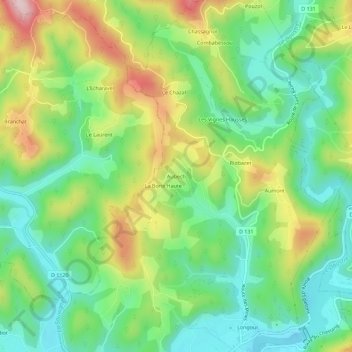 Aubech topographic map, elevation, terrain