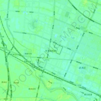 Dongpuwa Subdistrict topographic map, elevation, terrain