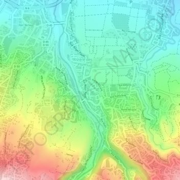 La Rivière des Pluies topographic map, elevation, terrain
