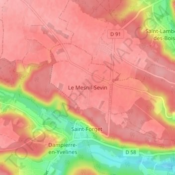 Le Mesnil-Sevin topographic map, elevation, terrain