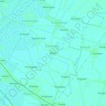 Butuh topographic map, elevation, terrain