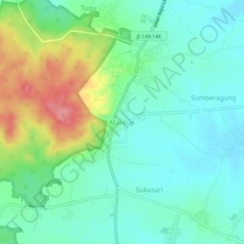 Mantup topographic map, elevation, terrain