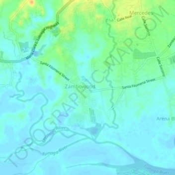 Zambowood topographic map, elevation, terrain