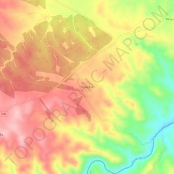 Penedos topographic map, elevation, terrain