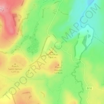 Le Barthas topographic map, elevation, terrain