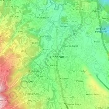 Sembungan topographic map, elevation, terrain
