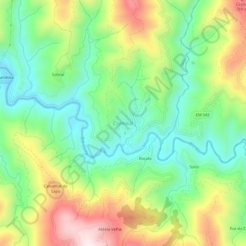 Colmeal topographic map, elevation, terrain