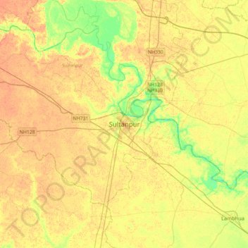 Sultanpur topographic map, elevation, terrain