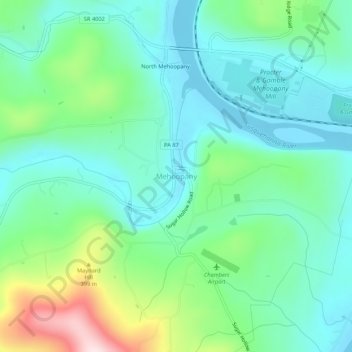 Mehoopany topographic map, elevation, terrain