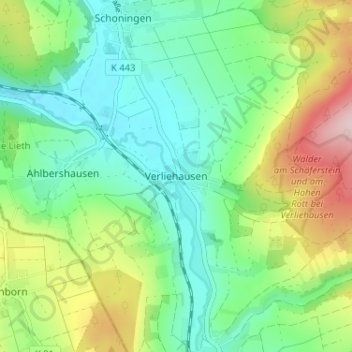 Verliehausen topographic map, elevation, terrain