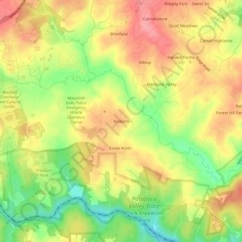 Amberly topographic map, elevation, terrain