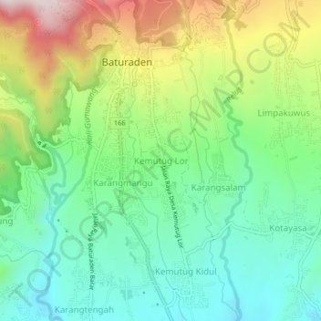 Kemutug Lor topographic map, elevation, terrain