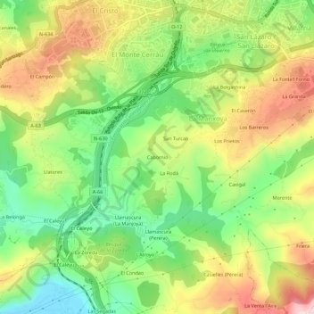 Cabornio topographic map, elevation, terrain