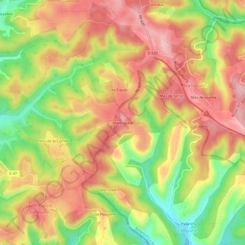 Montcoutié topographic map, elevation, terrain