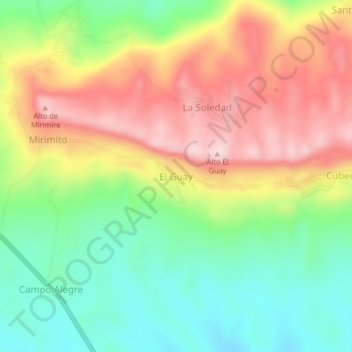 El Guay topographic map, elevation, terrain