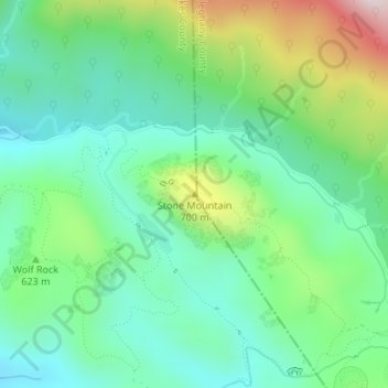 Stone Mountain topographic map, elevation, terrain