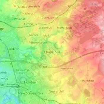 Chapelhall topographic map, elevation, terrain
