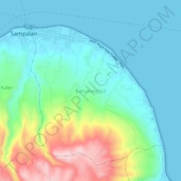 Batununggul topographic map, elevation, terrain