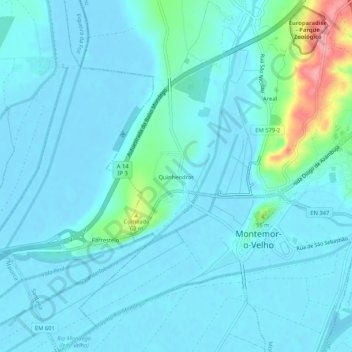 Quinhendros topographic map, elevation, terrain