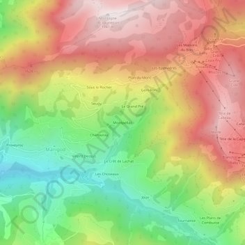 Montpellaz topographic map, elevation, terrain