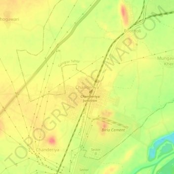 Chanderiya topographic map, elevation, terrain