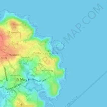 Gilbert's Porth topographic map, elevation, terrain