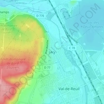 Léry topographic map, elevation, terrain