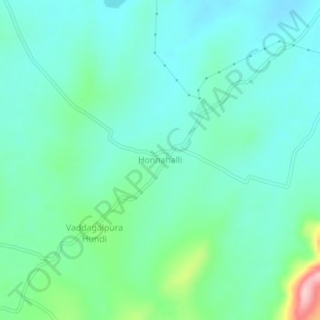 Honnahalli topographic map, elevation, terrain