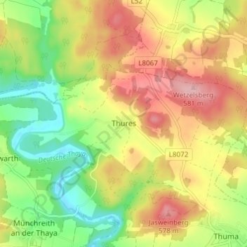Thures topographic map, elevation, terrain