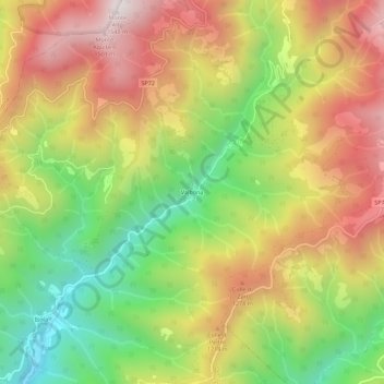Valbona topographic map, elevation, terrain
