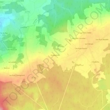 Guilguerois topographic map, elevation, terrain