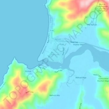 Mehuín topographic map, elevation, terrain
