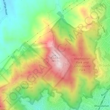 Kaukau topographic map, elevation, terrain