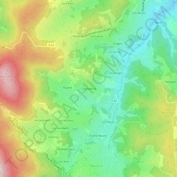 Champlong topographic map, elevation, terrain