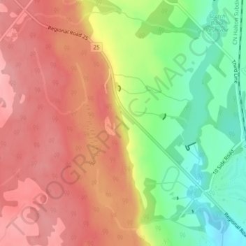 Niagara Escarpment topographic map, elevation, terrain
