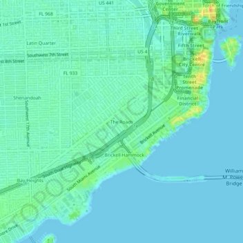 The Roads topographic map, elevation, terrain