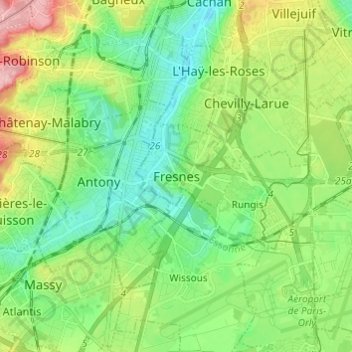 Fresnes topographic map, elevation, terrain