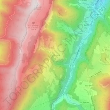 Les Merciers topographic map, elevation, terrain