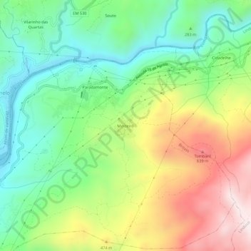 Mosteirô topographic map, elevation, terrain
