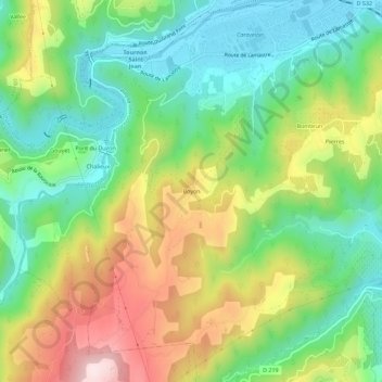 Boyon topographic map, elevation, terrain