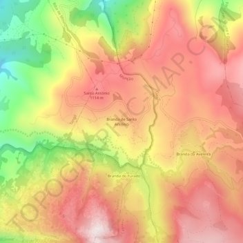 Branda de Santo António topographic map, elevation, terrain