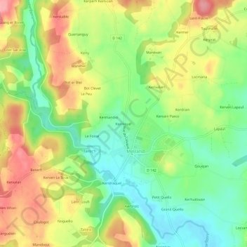Kermouël topographic map, elevation, terrain