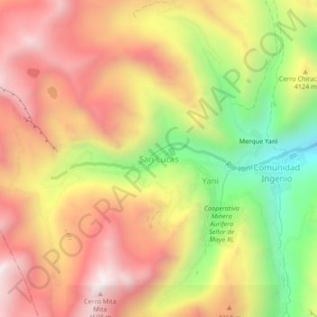 San Lucas topographic map, elevation, terrain