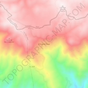 El Haza de Riego topographic map, elevation, terrain